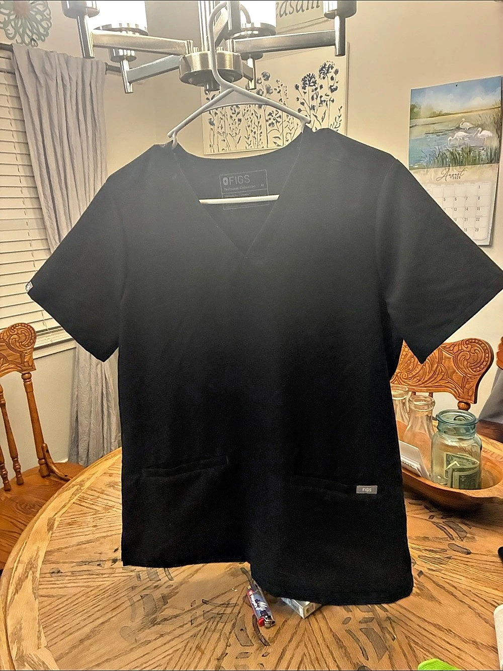 FIGS Technical Collection Short Sleeve Top in Black Size Medium Like New